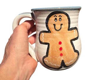 Gingerbread Mudworks Pottery, Ceramic Mug Handmade, Hand Painted Mug, Made in the USA,