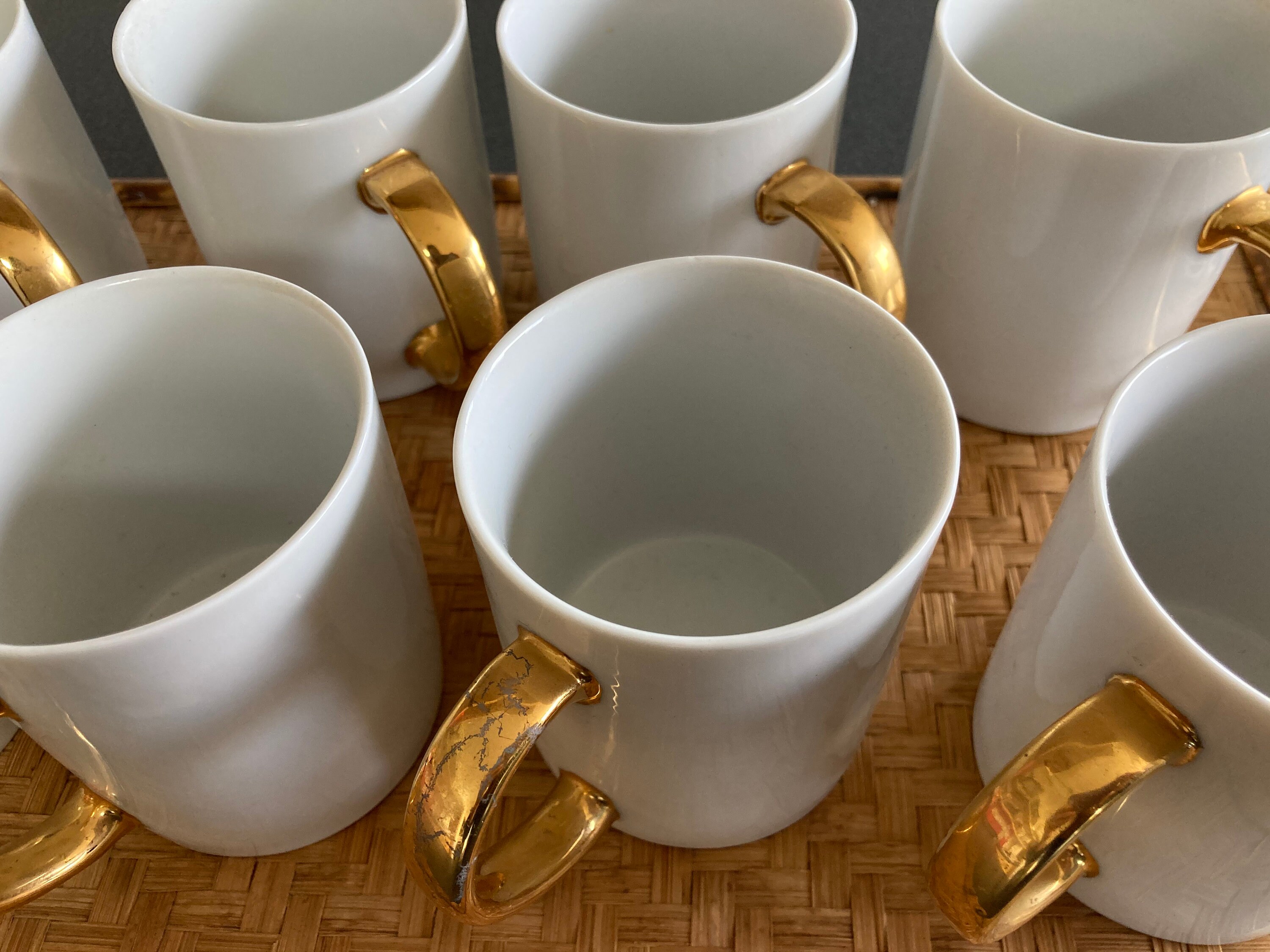 Set of 8 Modern Vintage White Gold Ceramic Mugs Coffee mug Etsy
