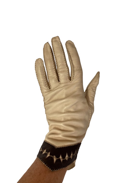 Gloves Fashion Beige Cutouts Avant Garde Style Su… - image 1