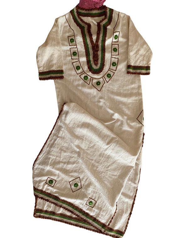 Caftan Embroidered Boho Maxi Dress, 1970s  Vintag… - image 7