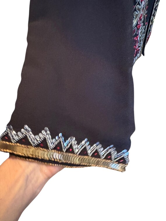 Black Rayon Sequin Jacket: Embellished Scalloped … - image 8