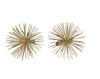 Vintage Gold Atomic Starburst Napkin Rings - Mid Century Set of 2