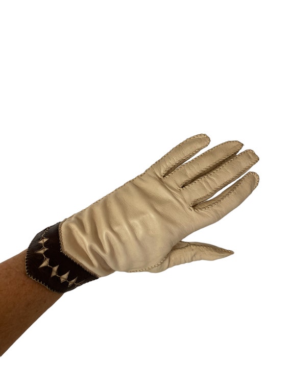 Gloves Fashion Beige Cutouts Avant Garde Style Su… - image 5