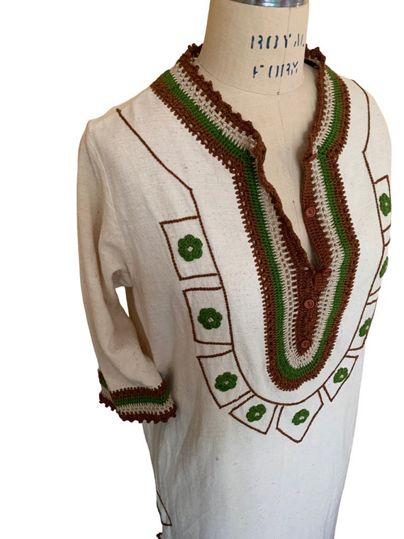 Caftan Embroidered Boho Maxi Dress, 1970s  Vintag… - image 9