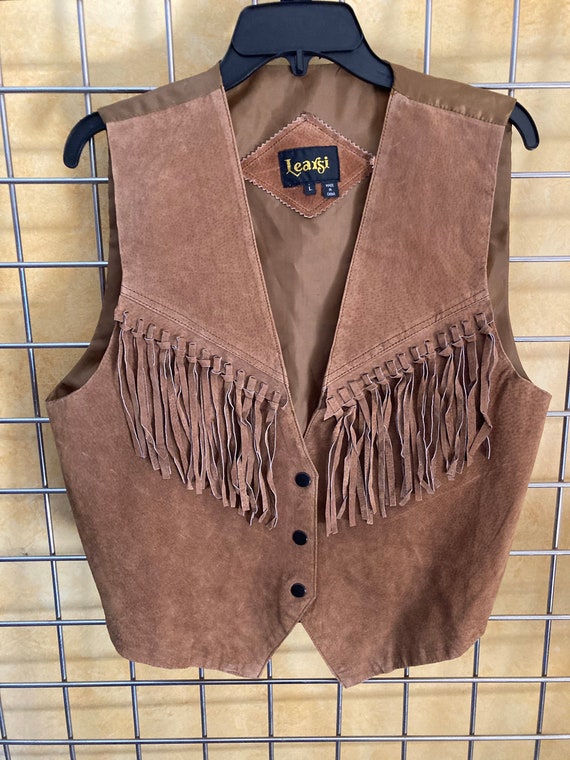 Super Cool Vintage 70s mens Suede Fringe Vest L