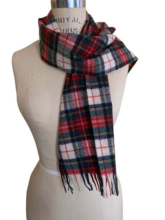 Vintage Pendleton Wool Tartan Scarf | Red Black P… - image 2