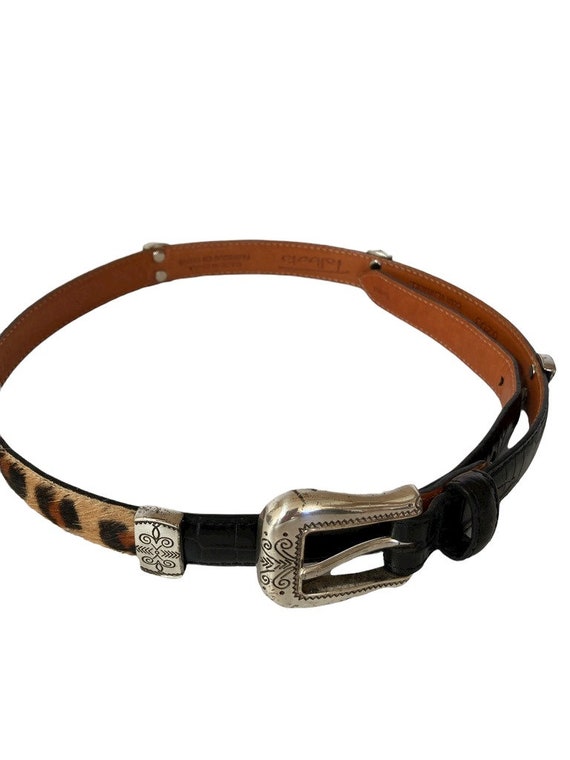 Ladies Belt, Cool Silver Leopard Buckle Western S… - image 2