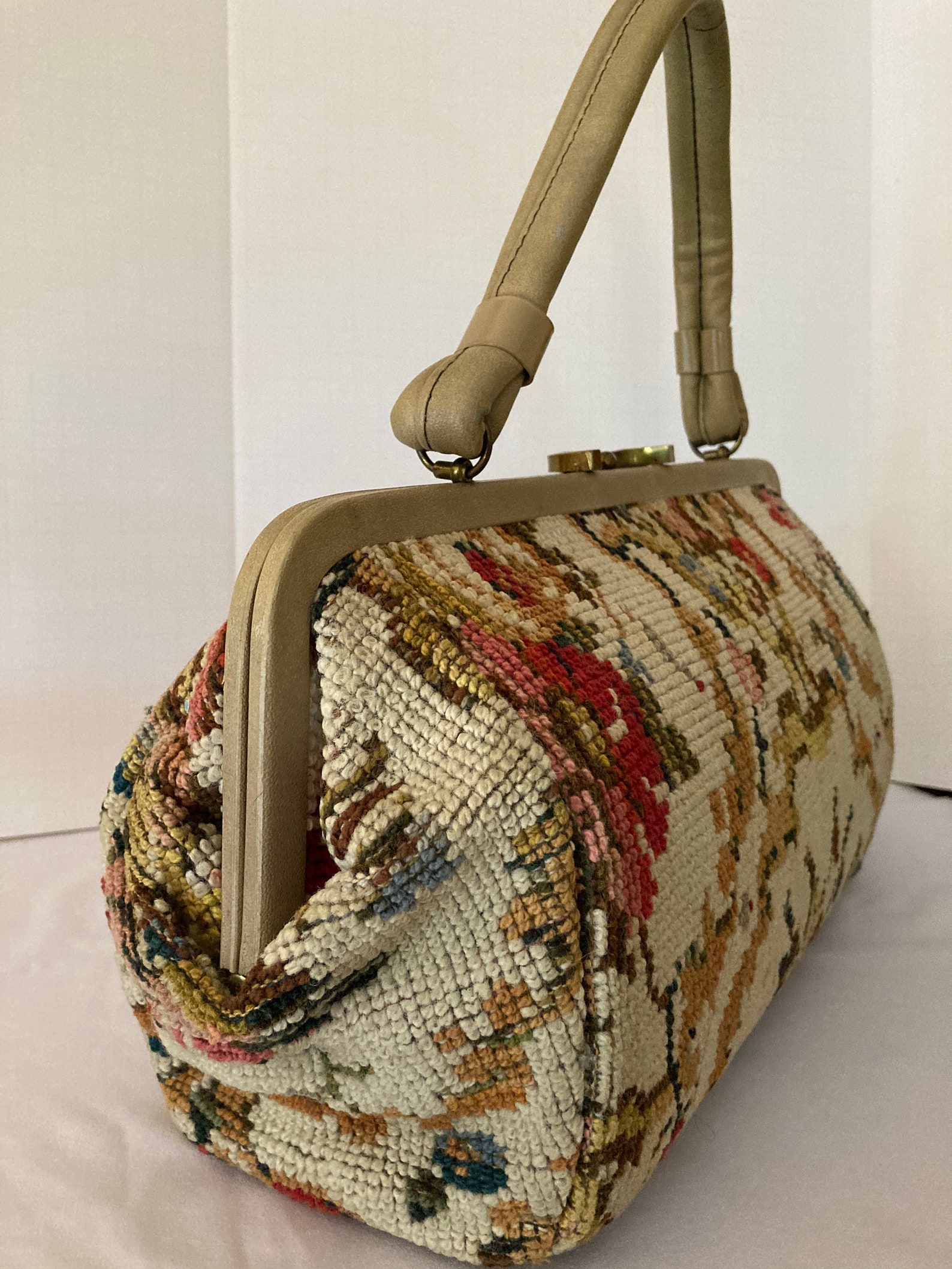 Vintage Large Jaclyn Tapestry Carpet Bag Purse Handbag Etsy