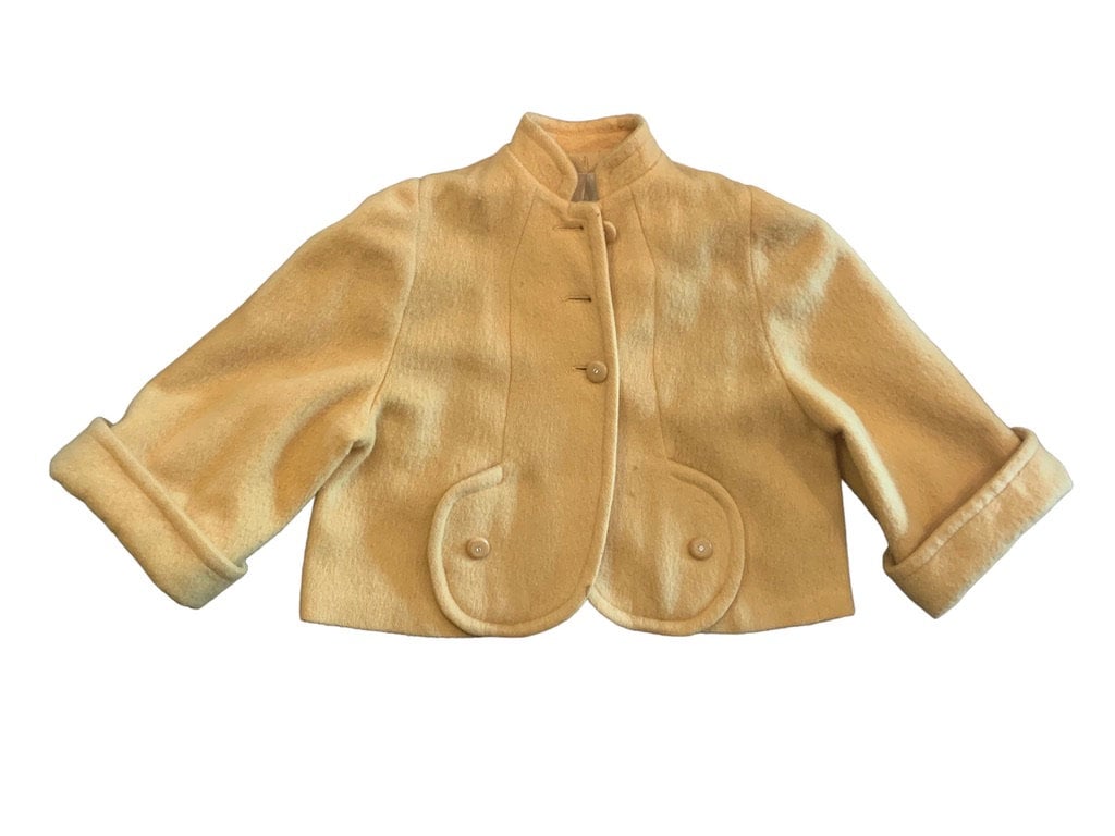 Vintage Sunflower Yellow Wool Cropped Jacket,true Vintage