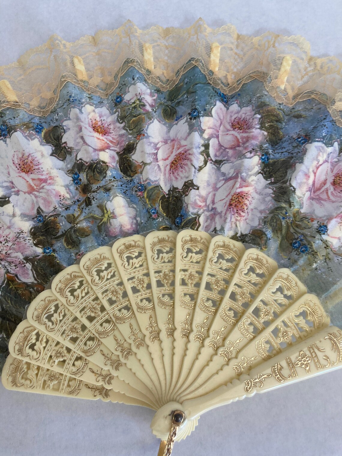 Ladies Floral Romantic Hand Held Pretty Fan Hand Fan Etsy