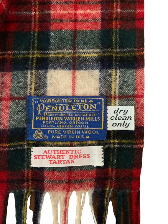 Vintage Pendleton Wool Tartan Scarf | Red Black P… - image 8