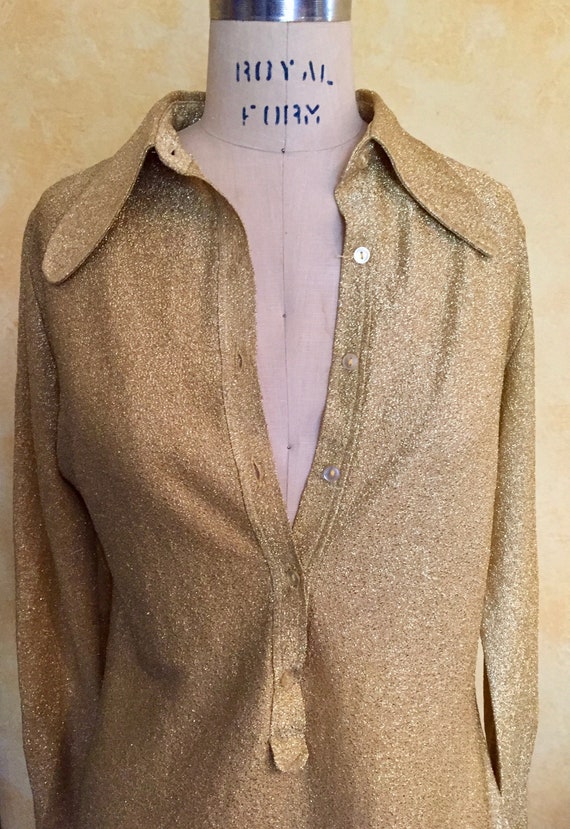 Vintage Mod 1960's Super Cool Henley Top Blouse In