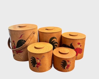 Vintage Rooster Kitchen Storage Set: French Country Style, 5 Piece Pantry