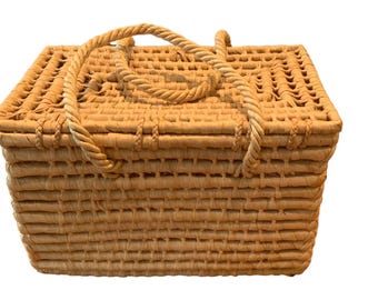 Vintage Straw Box Purse: Summer Handbag, Beach Bag