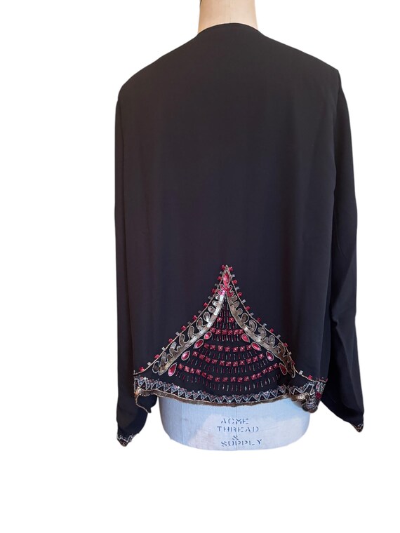 Black Rayon Sequin Jacket: Embellished Scalloped … - image 4