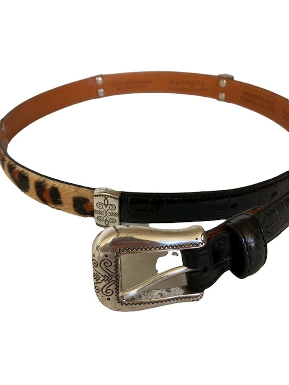 Ladies Belt, Cool Silver Leopard Buckle Western S… - image 1