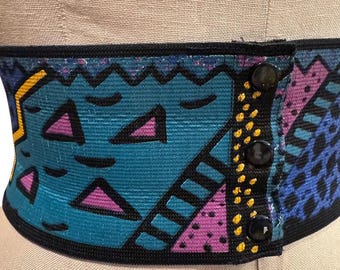 Classic 1990 Vintage Colorful Elastic Cinch Belt