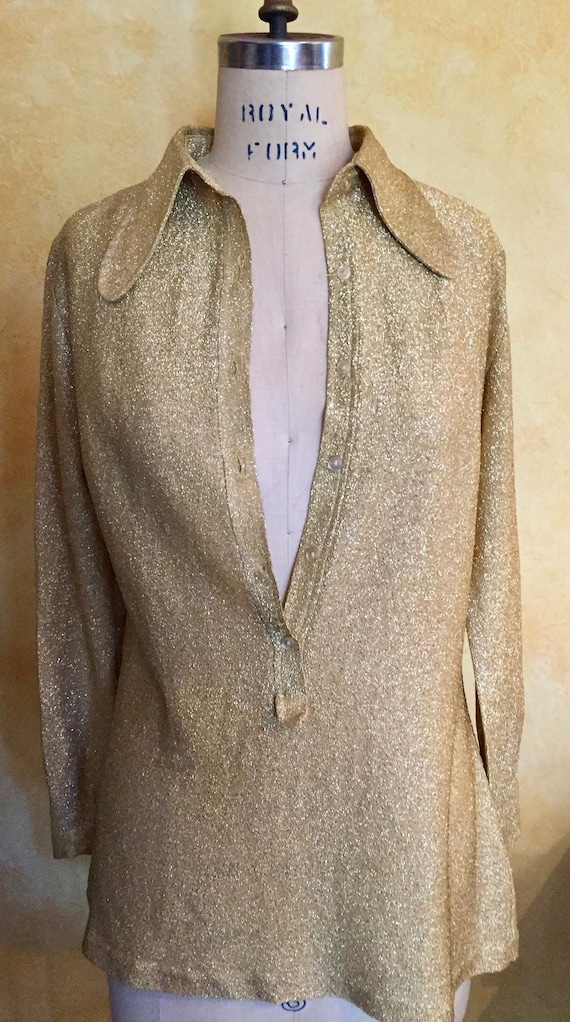 Vintage Mod 1960's Super Cool Henley Top Blouse In