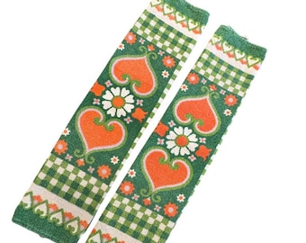 Set of 2 Vintage French Terry Kitchen Towels, Retro Lemon Orange Fruit Decor