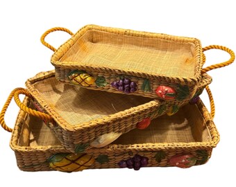 Vintage Set Of 3 Fruit Nesting Baskets