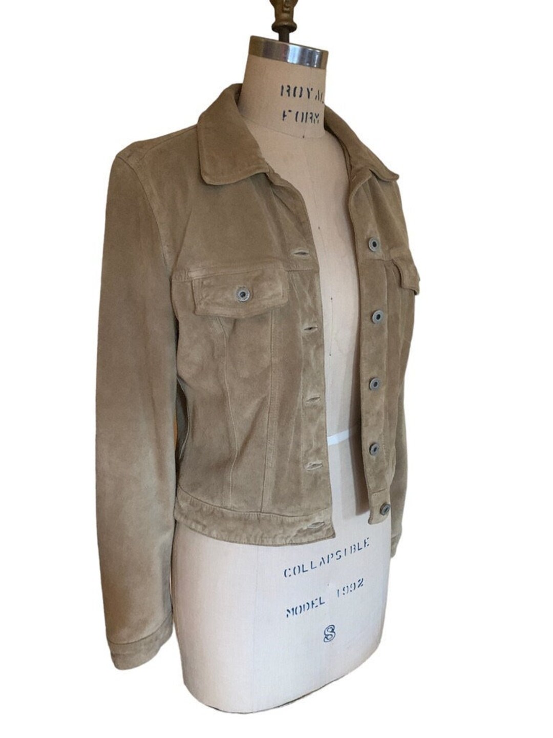 Suede Jean Jacket, Cap Suede Jacket, Beige Suede Classic Cut Jean ...