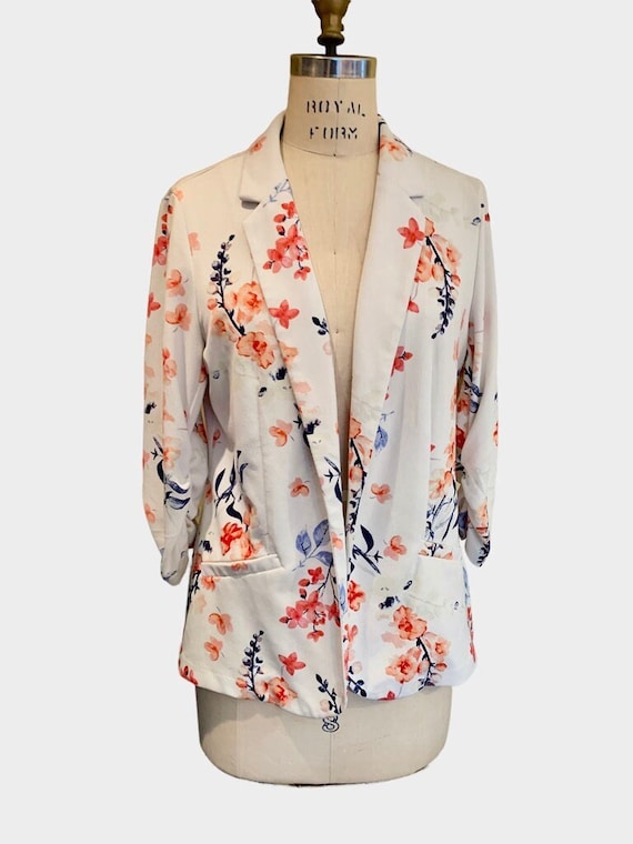 Blazer, Floral Jacket, Flower Printed Lightweight 