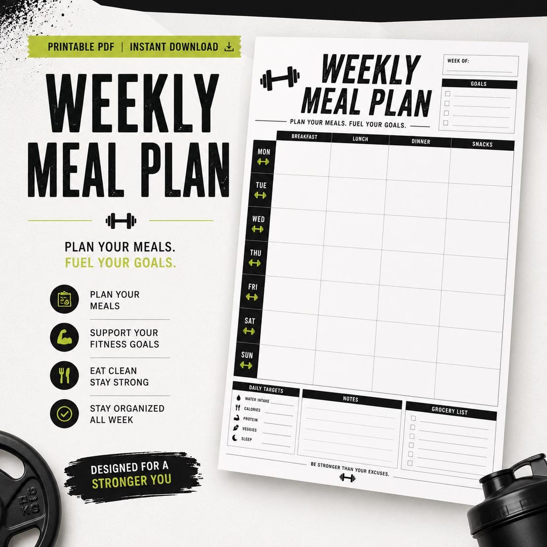Weekly Meal Plan Printable PDF | Fitness Nutrition Tracker (digital ...