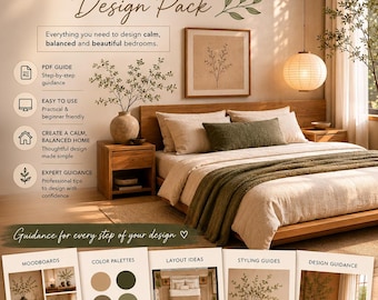 Japandi Schlafzimmer Design Paket | Einrichtungs-Guide, Moodboard , Farbpalette & Einrichtungs-Ideen