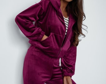 Velour Damen Trainingsanzug | Passendes Samt Sweatsuit Set | Gemütliches Athleisure Outfit | Damen Velour Activewear