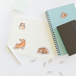 Orange Tabby Cat Stickers | Sleeping, Stretching, Box Poses (Vinyl)