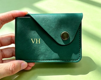 Custom Letter Snap Card Holder,Slant Cover Card Case,Portable Card Pouch,Personalized Wallet,Minimalist Card Organizer