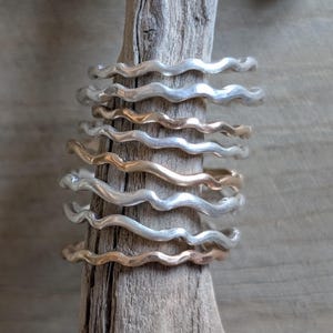 Ocean wave rings, Stacking rings, Stacking ring set, Dainty rings, 14k gold stacking rings