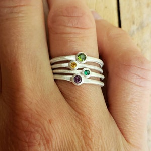 Stackable Birthstone Ring Set, Custom Stacking Birthstone Rings, Personalized Birthstone Rings