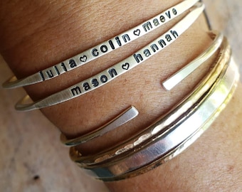 Bracelet jonc prénom personnalisé en argent sterling : bracelet empilable