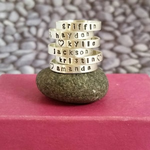 Bague prénom empilable en argent sterling, bagues prénom empilables, bague prénom personnalisée