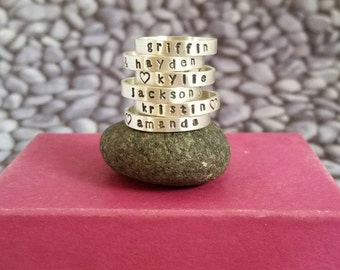 Stacking Name Ring in Sterling Silver, Stackable name rings, Personalized Name Ring