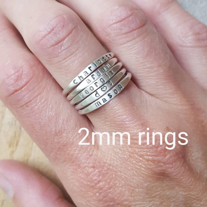 Stackable 14K gold name rings Skinny name rings Personalized Etsy