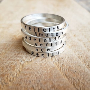 Stacking Name Ring in Sterling Silver, Skinny Name Ring, Personalized Name Ring