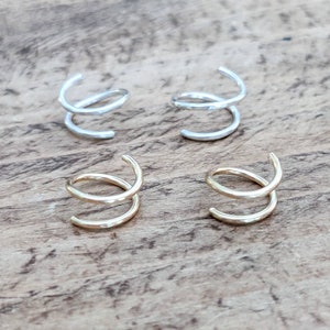 14k gold twist earrings, double hoop earrings, tiny hoop earrings, sterling silver hoop earrings