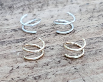 Twist Hoop Earrings: 14k Gold Filled or Sterling Silver Double Hoop
