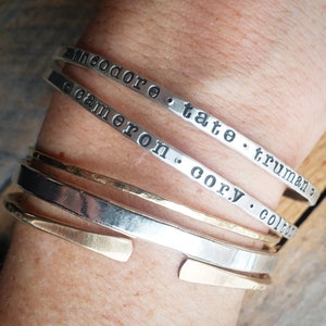 Sterling Silver Bangle with names, Personalized Bracelet, Bracelet with quote