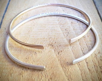Sterling silver skinny cuff bracelet, Custom Bracelet, Bracelet with quote