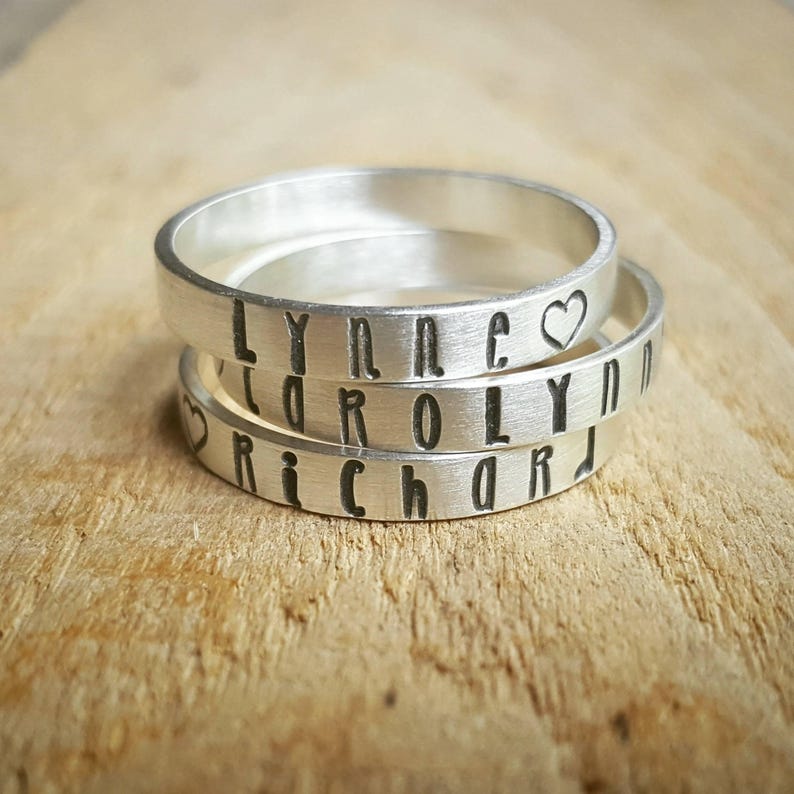 Personalized Stacking Name Ring Set in Sterling Silver Custom - Etsy
