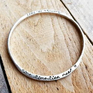 Bracelet with Name and Birthdate, Personalized Name Bangle, Custom Bracelet