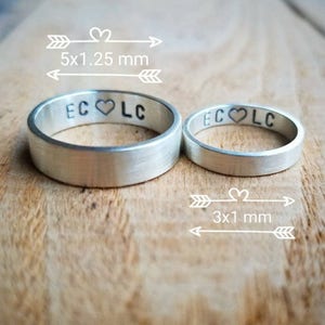 Sterling Silver Wedding Band Set, Engraved wedding bands, Couples rings image 5