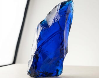 Large Blue Obsidian Raw Chunk, Andara-Style Glass Crystal, Meditation Altar Decor