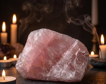 Large Raw Rose Quartz Crystal, Natural Pink Love Stone Chunk for Heart Chakra Decor