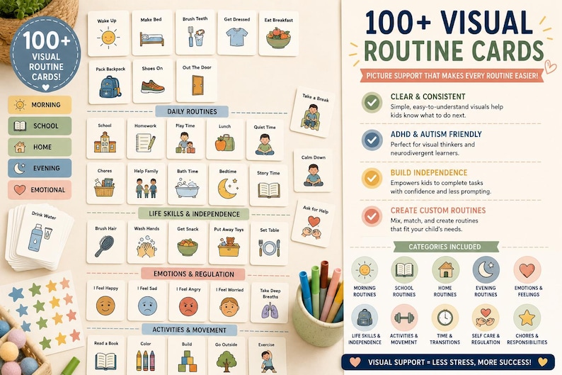 ADHD Kids Routine Command Center | Visual Schedule, Reward Chart ...