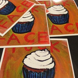 Sticker- F face cupcake