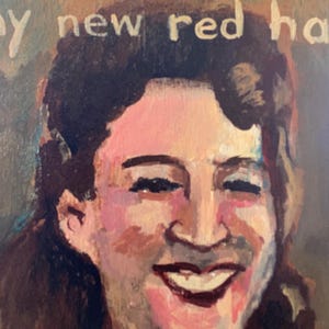 6x8 A League of their Own painting- new red hat